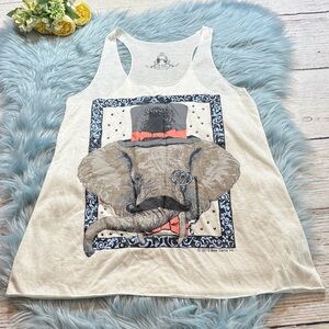 Bear Dance Elephant Sheer Off White Racerback Tank sz M
